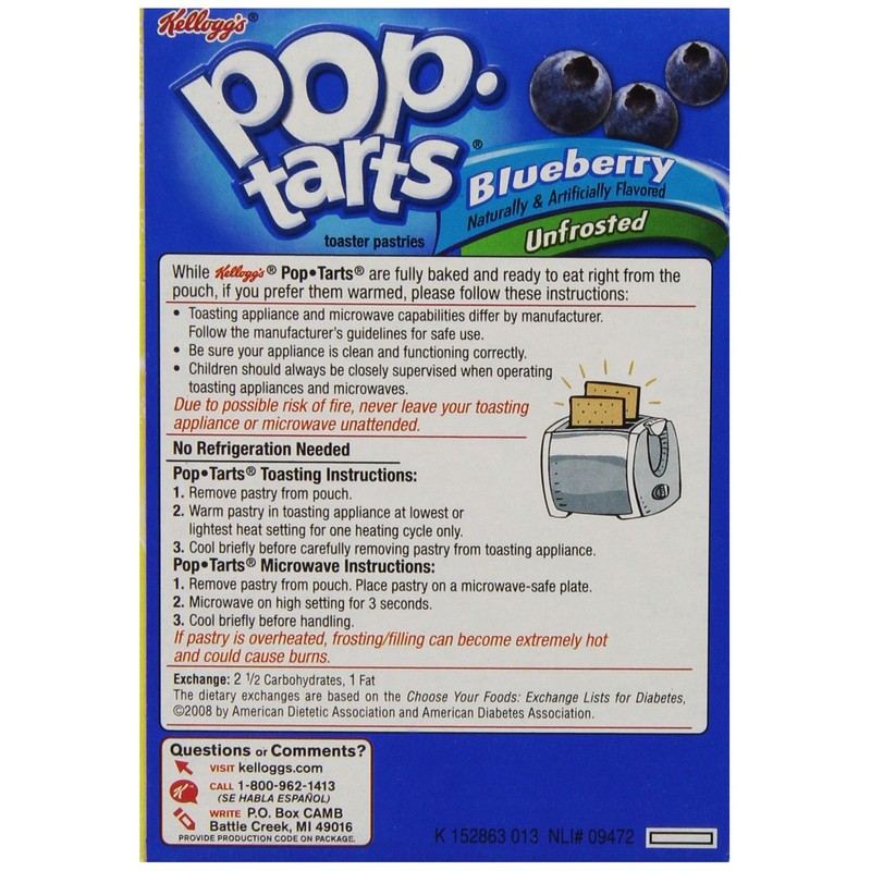 Kellogg's Pop-Tarts Frosted Blueberry Toaster Pastries 8 ct (Pack of
