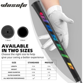 Golf Club Grips black color Midsize Golf Putter Grip for Men Women Non-Slip Cushioned Comfort Lightweight Portable All Weather Control and High Feedback TPE Material Transparent color