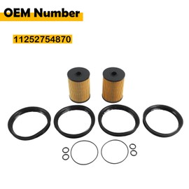 Etersec 11252754870 2Pcs Fuel Filter Kit w/O-Rings & Seals Compatible with Mini Cooper R55 R56 R57 R58 2007-2015, Clubman 2008-2014, Convertible 2009-2015