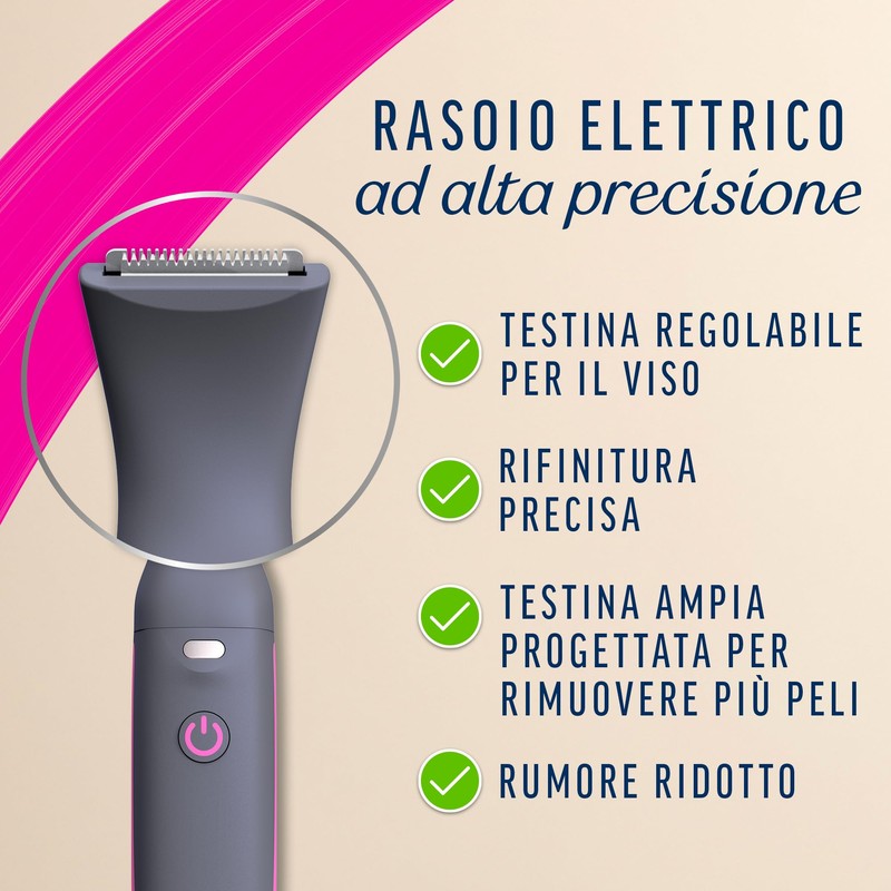 Veet Expert All-In-One Trimmer, Rasoio elettrico donna, Viso e parti