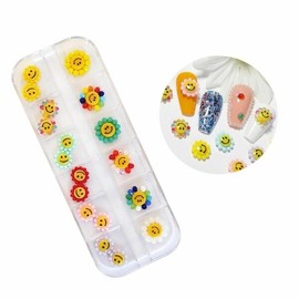 Collection of 12 types of nail art sunflower and flower smile parts (W9EFBEC) / 네일아트 해바라기 엔 플라워 스마일 파츠 12종 모음 (W9EFBEC)