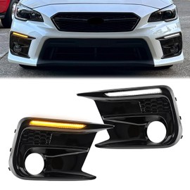 Fancemot LED Fog Lights White Daytime Running Lights (DRL) Amber Turn Signal Lights Compatible with 2018-2021 3th Gen Subaru WRX/WRX STI