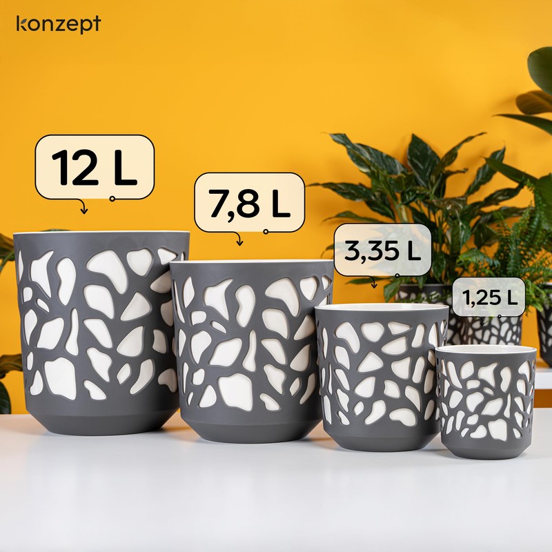 KONZEPT Flower Pot with Insert (Diameter 19 cm) - Large