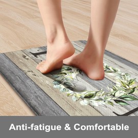 KIMODE Comfort Kitchen Mats Cushioned Anti Fatigue,Farmhouse Spring Kitchen Sink Rug Non Slip,Waterproof Memory Foam Standing Desk Mat for Office Home Doorway,20"x39",Grey