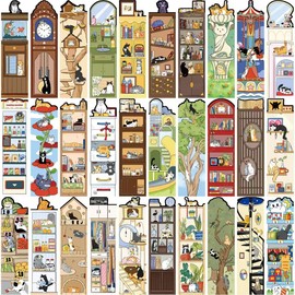 30 Pcs Book Tracker Bookmarks Bulk 5.9 x 1.5 Inch Paper Tracking Bookmark Reading Page Markers for Book Lovers Students School (Cat)
