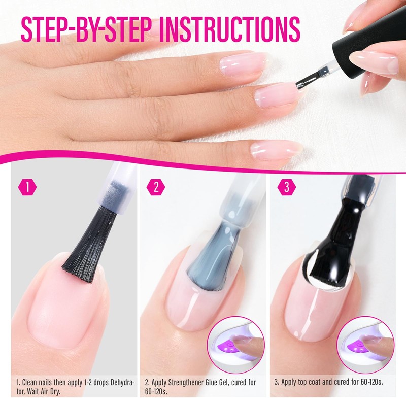 Nail Strengthener and Dehydrator Set: 15ml Clear Nail Repair Hardener