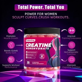 Creatine Gummies, 5000mg Creatine Monohydrate Gummies for Women, 120 Count (30 Servings), Vegan, No Added Sugar, Supports Strength & Recovery