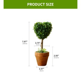 YZZY 8“ Artificial Boxwood Topiary Small Fake Plant with Pot, Mini Greenery Tabletop, Shelf Decorations, Faux Plant for Indoor & Home Decor (1 PCS, Heart)
