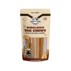 Benji & Louie Yak Chews for Dogs, Himalayan Yak Chews Flavored, 2 Count (Medium, Peanut Butter)
