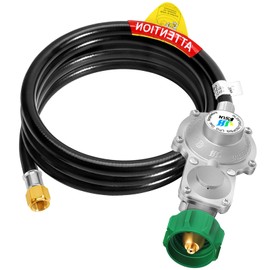 GGC 15FT Two Stage Propane Regulator with Hose, Dual Stage Propane Hose with QCC1/Type1 Connector for Gas Grills RV Appliance Generator