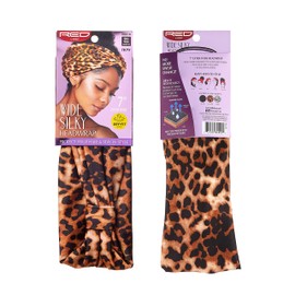 Red by Kiss Wide Silky Headwrap 7" Extra Wide Turban Headbands 3 PACK (Leopard, Zebra, Luxury)