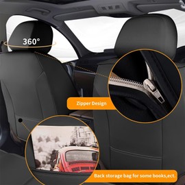 RAWAKORW Faux Leather Car Seat Covers Fit for 2008-2020 Dodge Grand Caravan Front Set | with Lumbar Support | Airbag Compatible | Premium Waterproof Auto Seat Protectors (2 Seat, Black&Red)