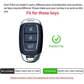 ontto Car Key Case Fits Hyundai Kona IX35 i10 i30 i30n Ioniq Tucson Santa Fe Elantra Palisade Azera Key Cover TPU Key Case Key Protection Case Black