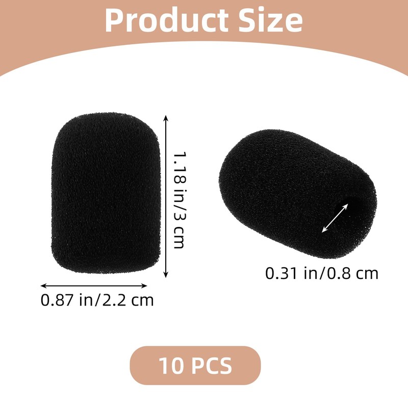 10 Pack Microphone Covers Foam, Lapel Headset Microphone Windscreen Sponge