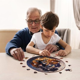 Jigfoxy Wooden Puzzle Adults, Young Dragon Wooden Puzzle Adult, Unique Wooden Animal Puzzle, Family and Friends L-34 x 34 cm, 300 Pieces