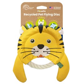 PAWSPIK Flying Disc Tug-of-War Toy, Eco-Friendly Recycled Material, Squeaker Toy for Medium and Large Dogs, for Throwing & Fetching 8.5" Diameter (Tough Tiger)