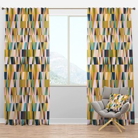 DesignQ Blackout Curtains 'Triangular Retro Design I' Curtains for Bedroom, Curtains for Living Room, Curtains & Drapes - Thermal Insulated -Single Panel -52x108