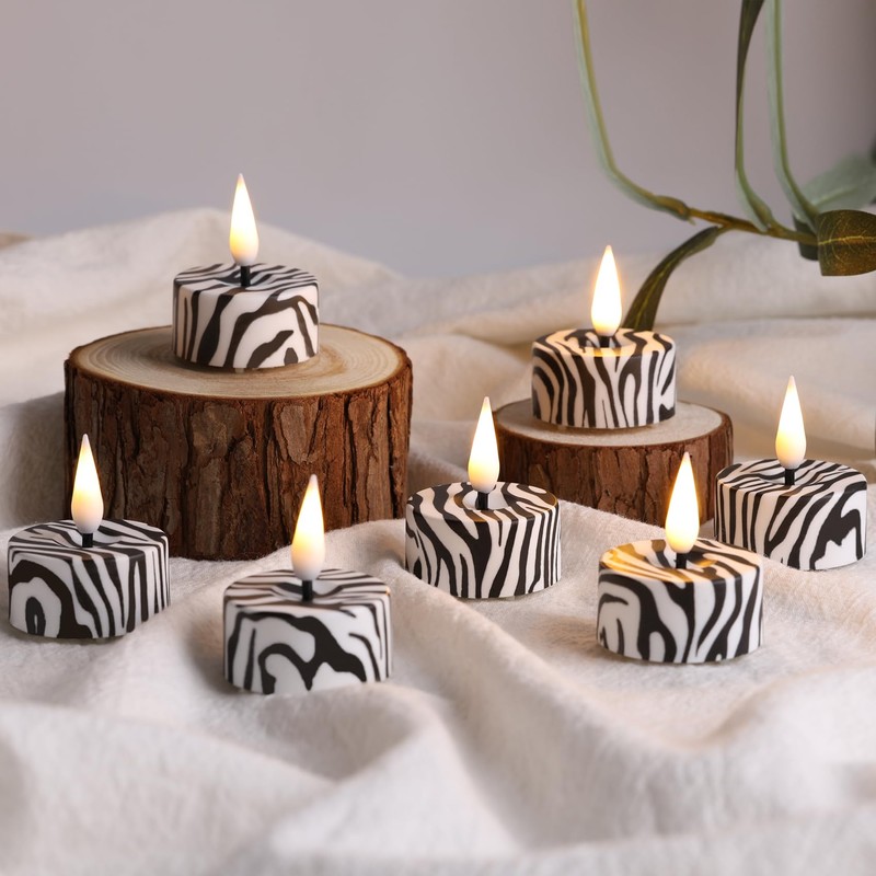 Eywamage Zebras Animal Print Flameless Tealights with Remote Batteries Included,