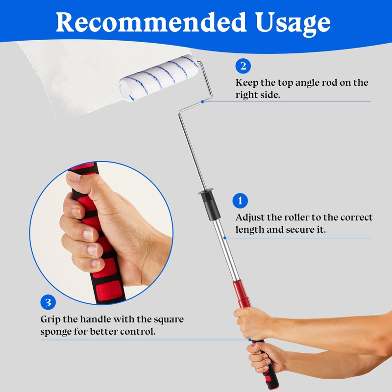 7pcs House Paint Roller Kit, Gesenwin 9 Inch Extendable Roller