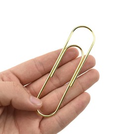 HAHIYO Paper Clips Sturdy 4 inches Length 14 Pack Paperclips Heavy Duty Tight Grip Rust Proof Reusable Metal Bright Gold for Home Office School