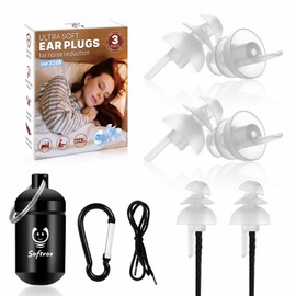Softvox Sleeping Ear Plugs 3 Pairs, Noise Cancelling Earplugs for Side Sleeper Study Travel Working Block Snoring, Reusable Soft Silicone Earbuds for Misophonia, Tinnitus,Sensitivity, White