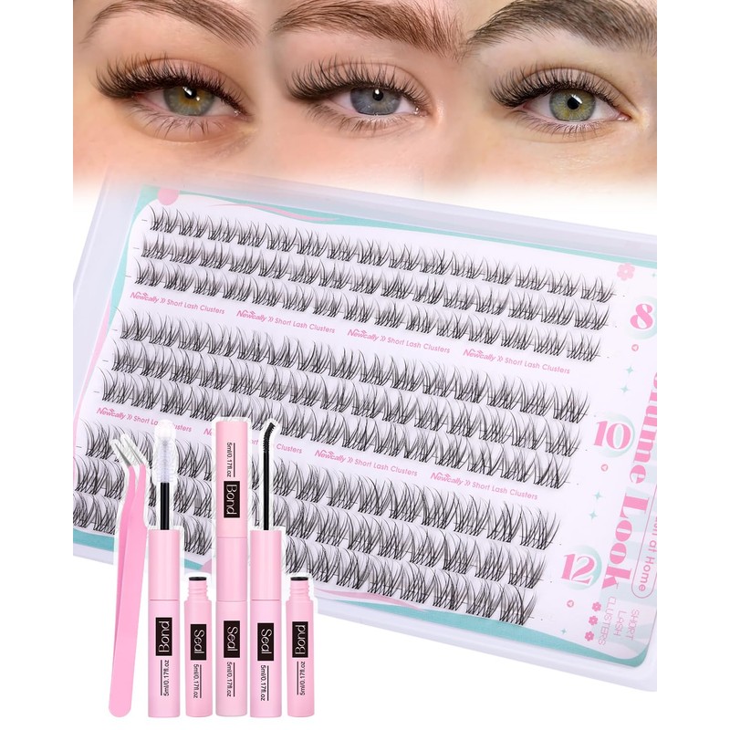 Natural Lash Clusters Kit 8-10-12MM Short Eyelash Clusters Kit Clear