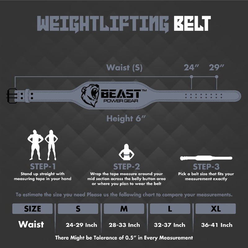 Beast Power Gear Weight Lifting Belt - 4” Genuine Leather