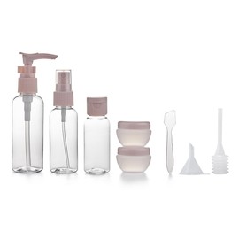 HUIBOHOU Leak Proof Travel Bottles 8 PCS for Toiletries, Refillable Travel Containers Liquid Containers with Clear Toiletries Bag for Cosmetic Shampoo Lotion Makeup Shower Hand Soap (pink, mix size)