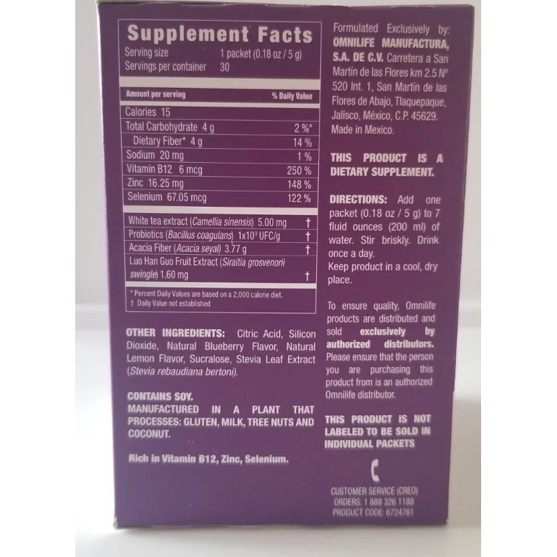 omnilife oml probiotic caja con 30 sobres savor Limon Berry