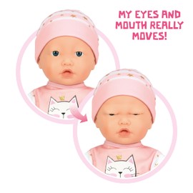 Mother Love Dolls 16 Inches，Interactive Baby Doll with Realistic Sounds and Movements ，Soft Cloth Body with Feeding Toy, for 3+ Year Old Girls Gifts, Pretend Play, Collection