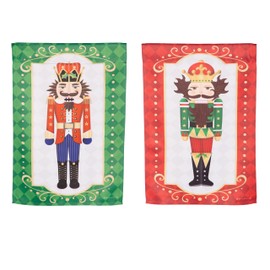 Evergreen Flag Trio Nutcracker Reversible Welcome Garden Flags 12x18 Double Sided, Small Garden Flags for Outside, Christmas Garden Flag, Winter Yard Flags Outdoor Decoration