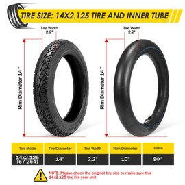 14 x 2.125 Tire and Tube Set,14 E-Bike Tire 57-254 Electric Scooter Tire Tube with Angled Valve Stem for Replacement Electric Scooters and E-Bike Tires