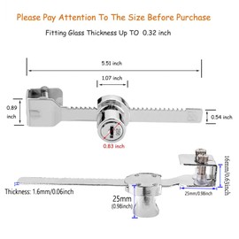 XIEHE 318 Sliding Window Locks, Closet Locks for Sliding Glass Doors with 2 Keys, Display Cabinet Showcase Lock with Chrome Finish, No Drill Burglar Bars for Sliding Doors (2 Pack, Keyed Alike)