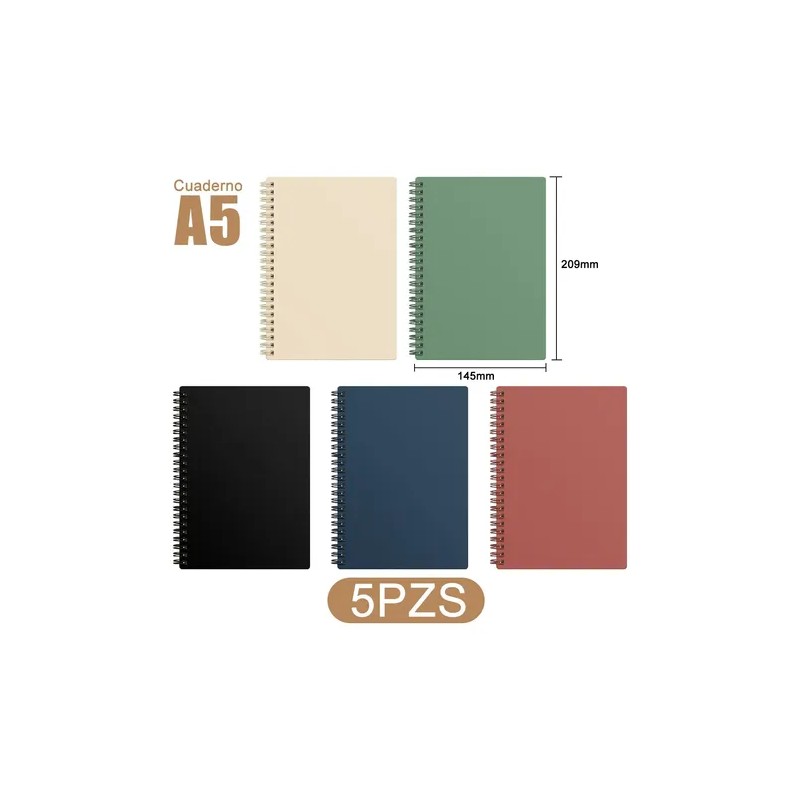 5pzs Libreta Pasta Dura Profesional,cuaderno En Espiral A5