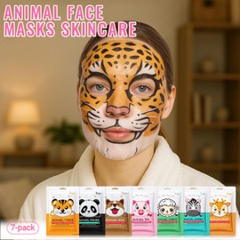 Erinde 7 Pack Animal Character Sheet Masks, Face Masks for Kids Teens Skin Care, Girls Night Skincare Spa Party, Birthday Gifts for Women Men