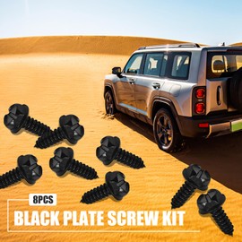Sephile 8 PCS Car License Plate Mounting Screws, 304 Stainless Steel Slotted Design American License Plate Frame Fixing Fastening Screws, Modification Replacement Parts, for Most Cars (Black)