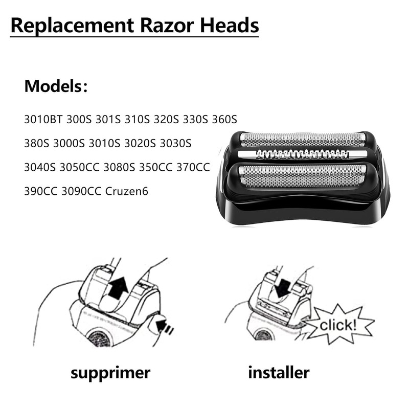 21B Replacement Head Compatible with Braun Series 3, 21B Wet