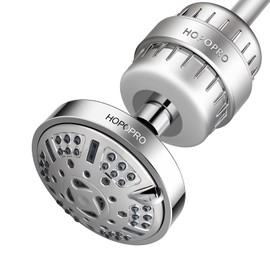HOPOPRO 9 Modes Shower Head and 18 Stages Shower Filter Combo, High Pressure Filtered Showerhead High Output Shower Head Combo Purifying Water for Water Healthy Life