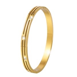 MILAKOO Women's Bangle Stainless Steel Cubic Zirconia Bracelet 6 mm Wide with Clasp Bangle (Silver/Gold/Rose Gold), Stainless Steel, No Gemstone