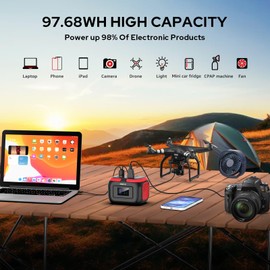 ENOFLO Portable Power Station, 97.68Wh Solar Generator, Lithium Battery Power with 110V AC 120W Peak Socket/DC/USB QC3.0/LED Light for Outdoor Camping Trip Home Backup Emergency
