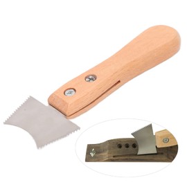 Guitar Slot Saw Blade, Iron Frets Cleaning Cutter with Beech Handle Guitar Nut Hole Iron Cutter with Ruler Edge Guitar Slot Saw Cutter for Music Instrument(Wooden)