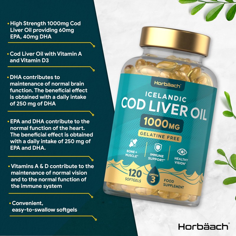 Cod Liver Oil Capsules High Strength 1000mg | 120 Count