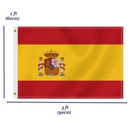 2×3 FT Spain Flag,Medium 60×90 CM Spanish Outdoor Banner,100D Decor,Doube Side Printing For Patio Garden With Brass Gromment