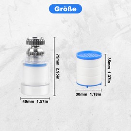 Pack of 2 Tap Filter Limescale Filter Tap with 6 Pieces PP Cotton Filter Element and Universal Adapter Kitchen Bathroom Water Filter Tap