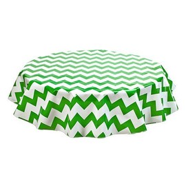 Round Freckled Sage Oilcloth Tablecloth in Chevron Green - You Pick The Size!
