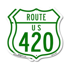 Route Marker Shield Sign Us 420 (2 Pack) 6 inch X 6 inch Shield Shaped Commercial Grade Plastic Signs Weather Resistant, UV Protected for Workplace Made in the USA