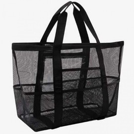 Unisex Casual Mesh Beach & Swim Bag for Travel and Outings Black