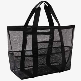 Unisex Casual Mesh Beach & Swim Bag for Travel and Outings Black