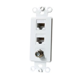 BUPLDET 2 Ethernet 1 Coax Wall Plate Insert - Dual CAT6 RJ45 and Single Coaxial Keystone Insert for Midsize/Oversize Faceplate