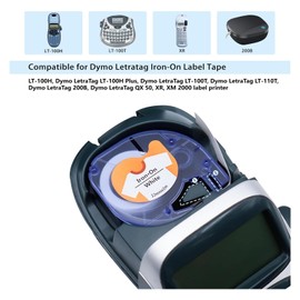 TITBIT 3 Pack 18769 Iron on Label Tape 12mm Compatible for Dymo Letratag Iron-On Fabric Labels S0718850 18773 18777 Black/Blue/Red on White Work for Dymo Letratag Label Maker LT-100H LT-100T LT-110T